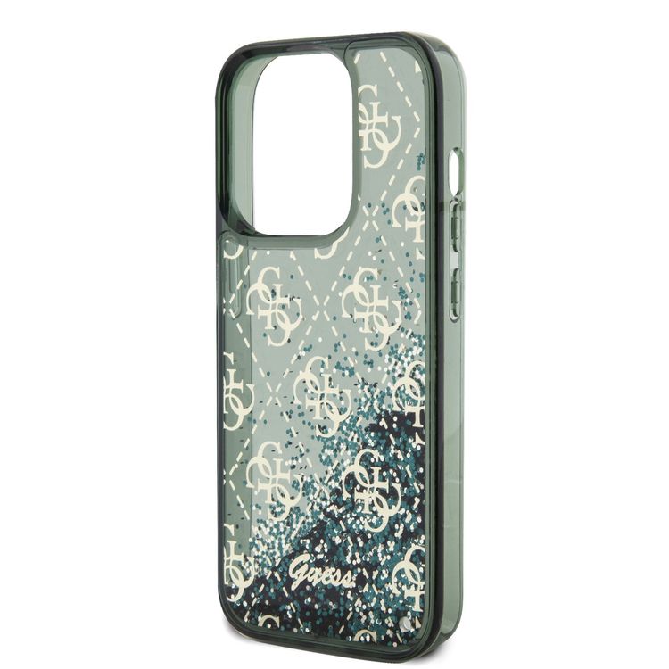 Guess Liquid Glitter Case with 4G Pattern - Green - iPhone 15 Pro Max