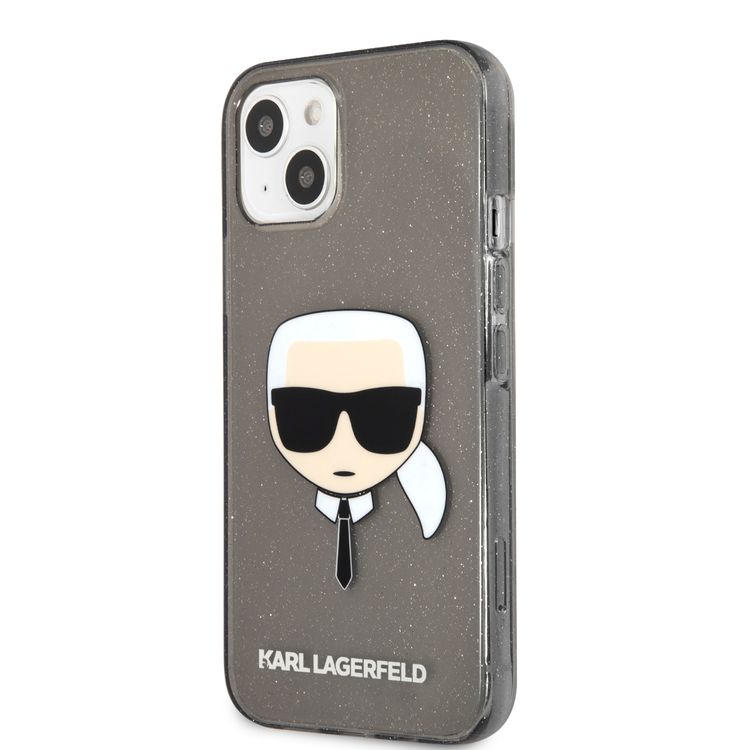 Karl Lagerfeld TPU Full Glitter Karl Head Case For iPhone 13 (6.1 ), Durable, Shockproof, Bumper Protection, Anti-Scratch - Black