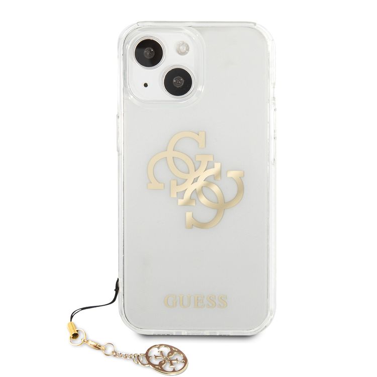 CG MOBILE Guess PC/TPU Case Transparent 4G Electroplated Logo with Elegant Charm Compatible for iPhone 13 (6.1") Anti-Scratch, Easy Access to All Ports