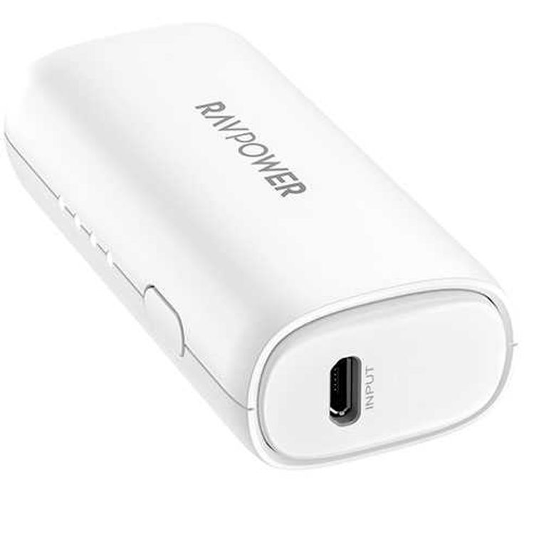 RAVPower Portable Power Bank 3350mAh with iSmart Quick Charge & Multiple Protection - Compact & Ergonomic Design Portable Charger Powerbank w/ LED Battery Level Indicator - White