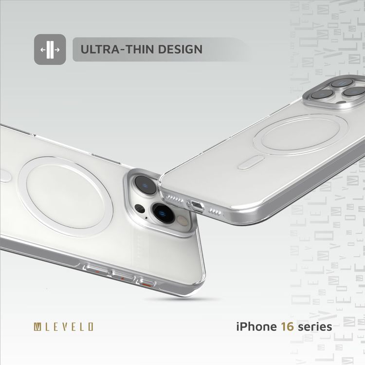 Levelo Allure PC Hard Case for iPhone 16 Pro with Impact-Resistant Corners, ClearView Technology, Metal Camera Ring, High-Quality PC Material, Ultra-Thin Design - Clear