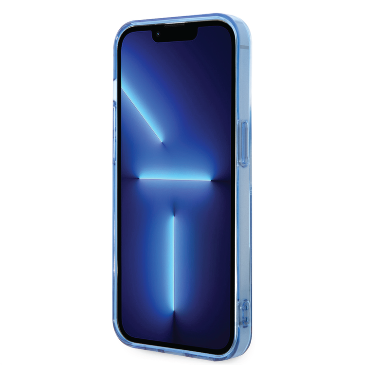 USPA PC/TPU Case with Splatter Pattern & Horse Logo iPhone 14 Pro Compatibility - Blue