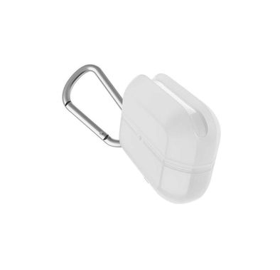 X-Doria Defense Journey Case for AirPods Pro with Detachable Carabiner & Loop, TPU & Silicone Material, Water & Dust Resistant, 360-Degree Full Protection, Anti-Scratch - White