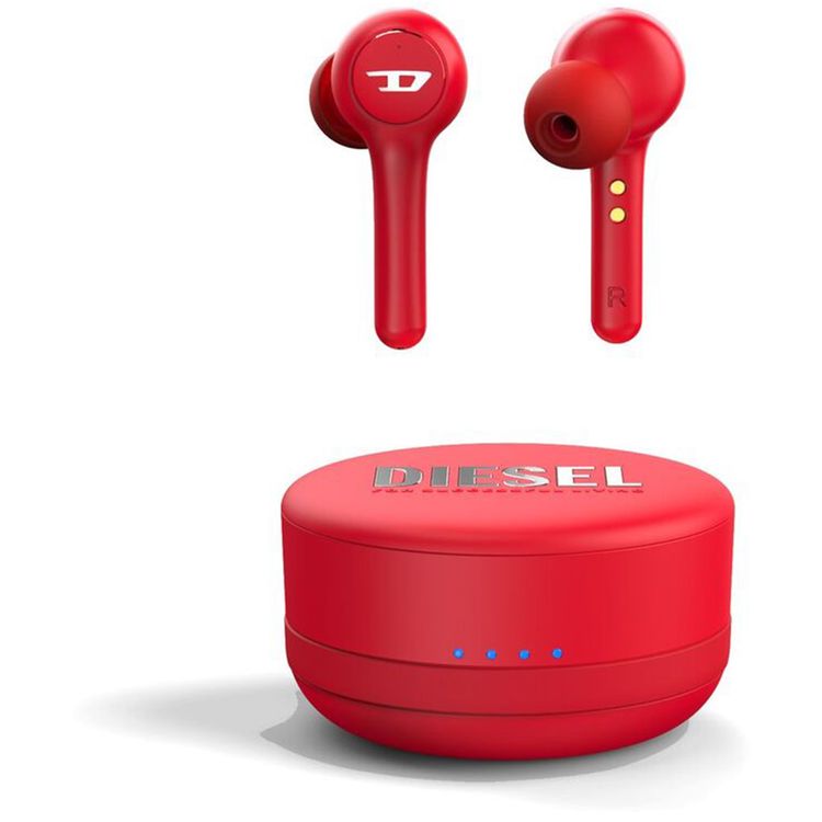 Diesel True Wireless Earbuds, Multi-Functional Button, 32 Hours Total Playtime, In-Ear Only, Multi-Functional Button, Mono and Stereo - Red