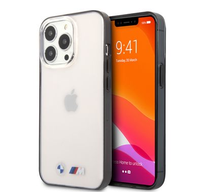 CG MOBILE BMW M Collection PC Transparent Hard Case with Matt Black Edges Compatible for iPhone 13 Pro Max (6.7") Easy Access to All Ports, Anti-Scratch - Transparent