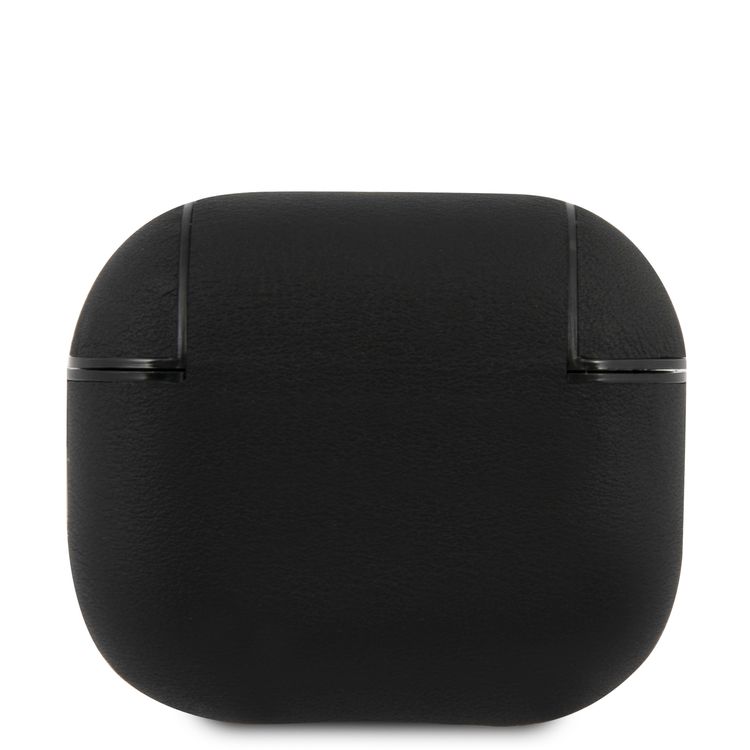 BMW Signature Collection PC Genuine Leather Case with Metal Logo Silver for Airpods 3 - Black