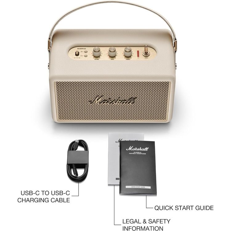 Marshall Kilburn III Portable Wireless Speaker with 50+ Hours Playtime, Stereo Sound, 3.5mm AUX & Auracast Connectivity, Bluetooth Version 5.3, IP54 Water Resistance Level - Cream