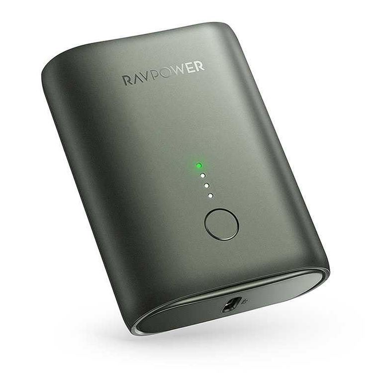 RAVPower 2-Port PD Pioneer Mini Power Bank 10000mAh 18W with Overcharging Protection - QC Fast Charging Portable Charger Powerbank - Compact Size Design - Dark Green