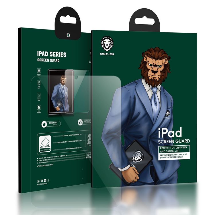 Green Lion Full HD Glass Screen Protector for  iPad AIR 2 / (9.7"), Anti-Scratch, Easy Installation, Crystal Clear, Bubble Free, Anti-shatter - Clear