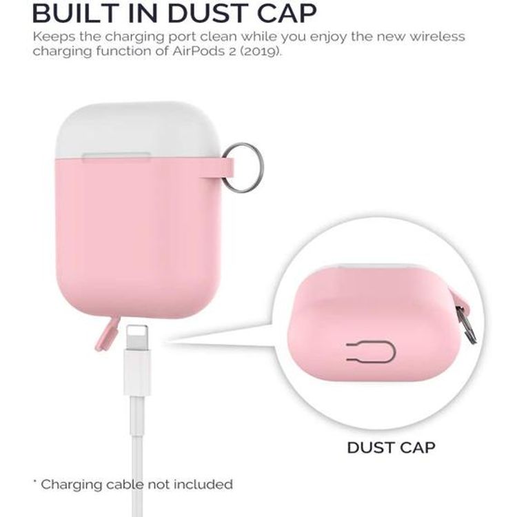 AhaStyle Keychain Version Two Toned Silicone Case with Anti-Lost Ring Compatible for AirPods 1/2 Generation, Scratch Resistant, Drop Resistant