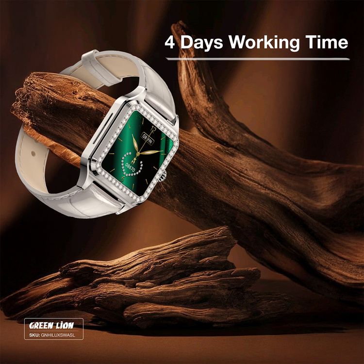 Green Lion Hilux Smart Watch with Extra Strap, 1.3" TFT IPS Display, 2-4 Days Working Time, 450nits Brightness, Sport Modes & Activity Tracking, Health Monitoring, 150mAh Battery, Bluetooth Version 5.4 - Silver