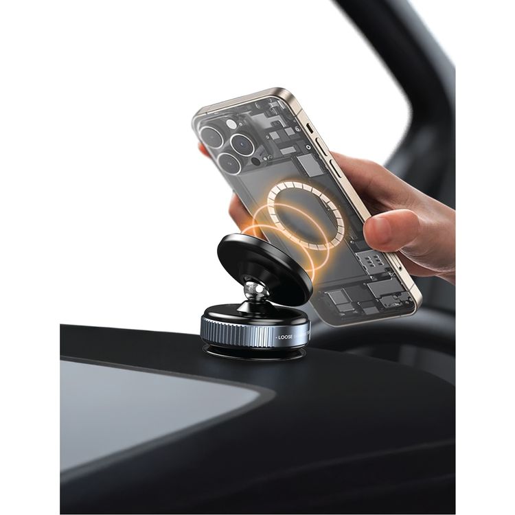 Green Lion Magno Flex Vacuum Suction Holder, 10 × N52 Magnets, 1.83kg Absorption Force, 360° Rotation, Rotatable Base, Easy Installation - Black