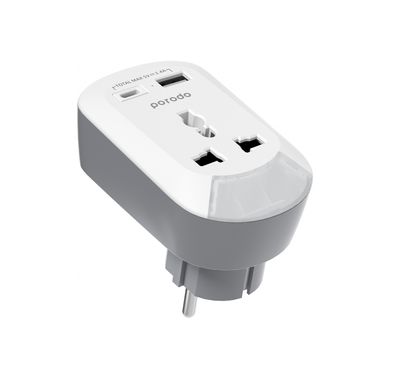 Porodo Universal AC Socket EU Plug Adapter - White