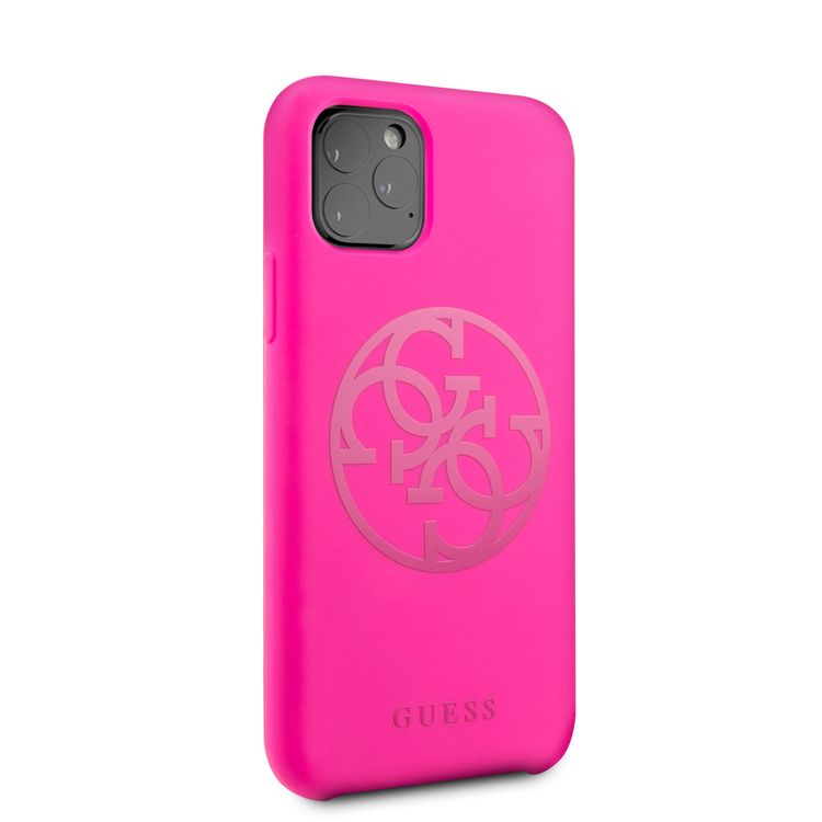 CG MOBILE Guess 4G Tone Logo Silicone Phone Case Compatible for iPhone 11 Pro (5.8") Anti-Scratch Mobile Case Officially Licensed - Fuchsia
