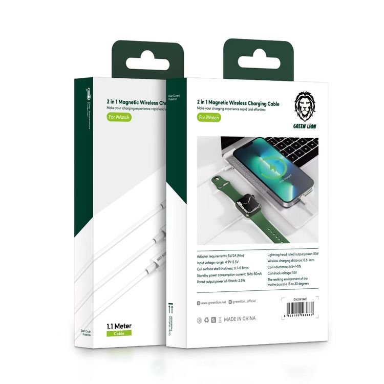 GreenLion 2 In 1 Magnetic Wireless Charging Cable,  