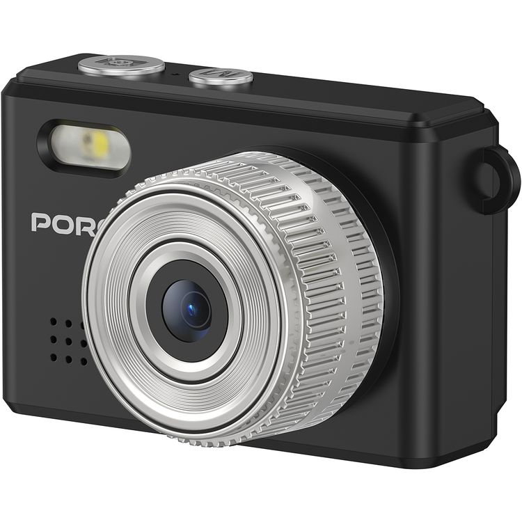 Porodo Mini Digital Camera with 0.96" HD Screen, 6 Color Filters, 2MP Photo Resolution, 1080 Pixels Video Resolution, 75-80 Minutes Operating Time, 200mAh Battery Capacity, Type-C Charging Port, Instant Webcam Function - Black