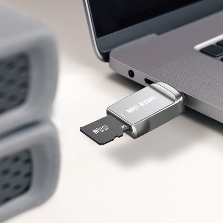 Green Lion SD Card Reader, USB-C to Micro SD, 480Mbps Transfer Speed, Zinc Alloy Material, Plug & Play, Wide Compatibility, Connect, Read & Transfer in a Snap - Silver