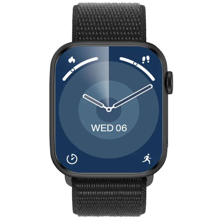 Green Lion Active SE Smart Watch with Full Square Display, 250mAh Battery, Multiple NFC, Waterproof, Bluetooth Call, Heart Rate Tracker, Wireless Charging, Bedside Lamp Mode - Black