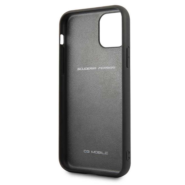 CG MOBILE Ferrari Leather Hard Phone Case Victory Compatible for iPhone 11 Pro (5.8") Shock Resistant Mobile Cover Officially Licensed - Black