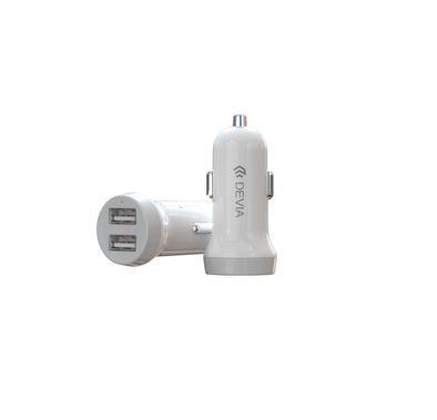 Devia Car Charger Fast Charging 2-Port USB-A Smart Series - White