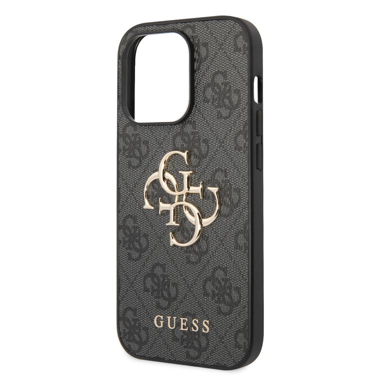 Guess PU Leather 4G Classic and Stylish Case with Big Metal Logo iPhone 14 Pro Max Compatibility - Grey