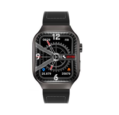 Green Lion Ridge Smart Watch with Magnetic Charging, Bluetooth Calls, Music Player, Health Monitoring, Metal Case Material, PU Leather Strap Material - Black / Black