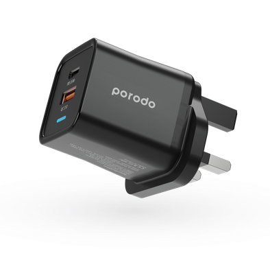 Porodo Dual Port PD + USB-A (35W+18W) Charger - Black