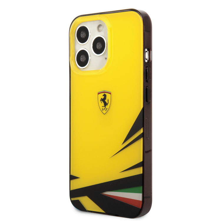 Ferrari PC/TPU Case with Double Layer Print iPhone 14 Pro Compatibility - Yellow
