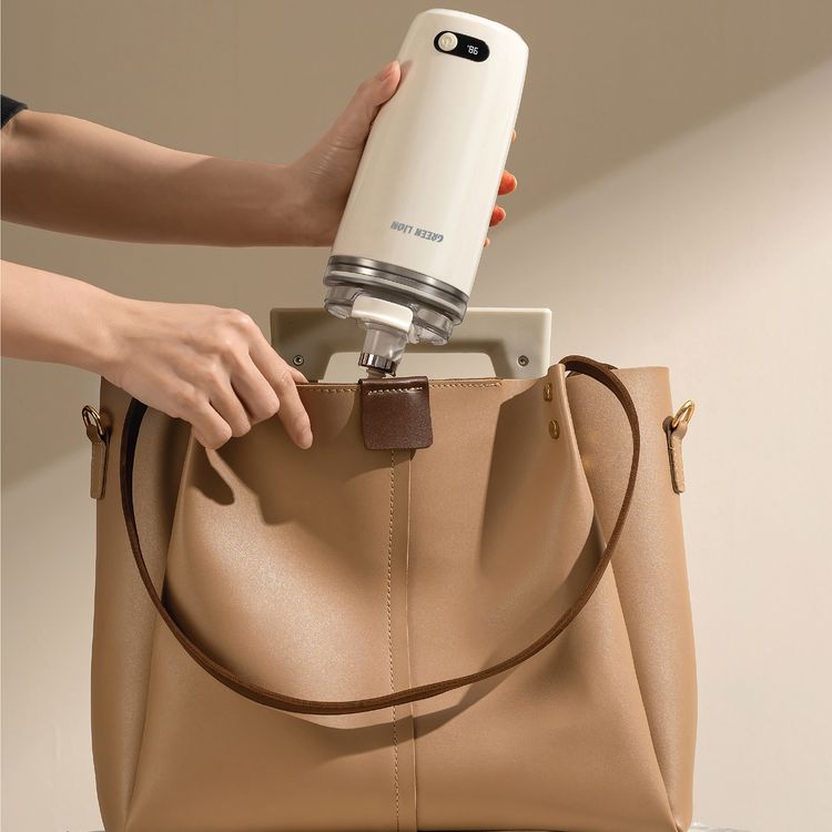 Green Lion Auto-Stirring Mug with 304 Stainless Steel, 30 Seconds Auto Shut-off, Food-Grade Materials, 150 Times Stirring, Portable Handle, Drip-Free Spout, 350mL Capacity, Magnetic Stir Bar - Cream