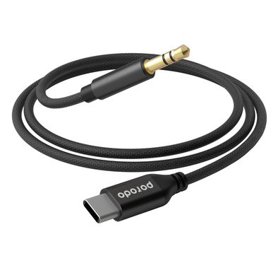 Porodo Braided Type-C to 3.5mm AUX Cable 1.2M - Black
