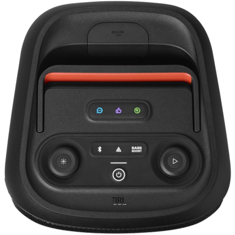 JBL PartyBox Club 120 Bluetooth Speaker, 12 Hours Play Time, Futuristic Lightshow, Foldable Handle, Splash Proof, Dual Mic & Guitar Inputs, Bluetooth Version 5.3 - Black