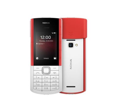 Nokia 5710 Xpress Audio Feature Phone with built-in wireless earbuds, 4G Connectivity, (Dual SIM) - White and Red