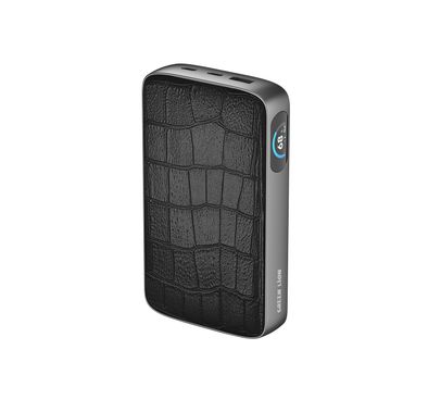 Green Lion VALMONT 20000mAh Power Bank with Premium PU Leather, 100W PD Fast Charging, Flight Approved, TFT Display, QC18W USB-A Output - Black