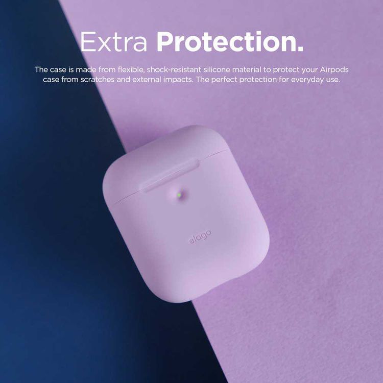 Elago Compatible w/ 2nd Generation Airpods Silicone Case, Smooth & Transparent Thin Wall, LED light Visible, Anti-Slip Coating in Cap, Flexible, Shock & Scratch Resistant-Lavender
