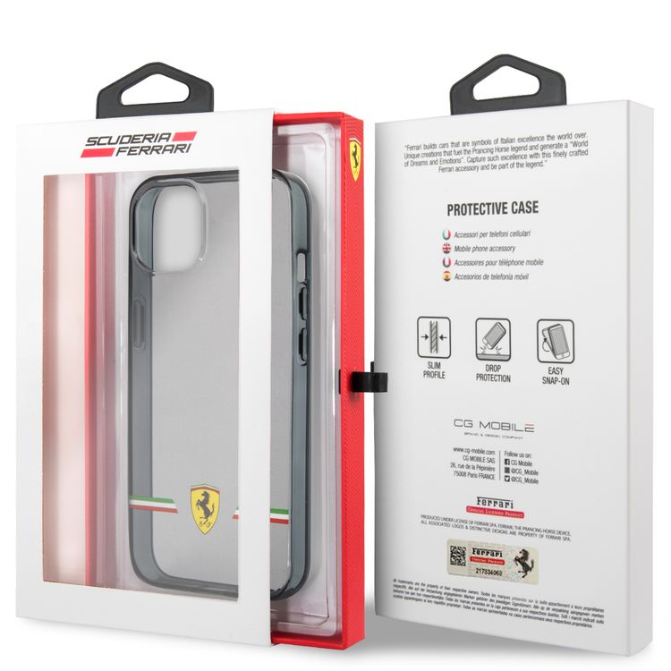 CG MOBILE Ferrari Transparent Case Italia Wings Print Logo Compatible for iPhone 13 (6.1") Scratches Resistant, Easy Access to All Ports