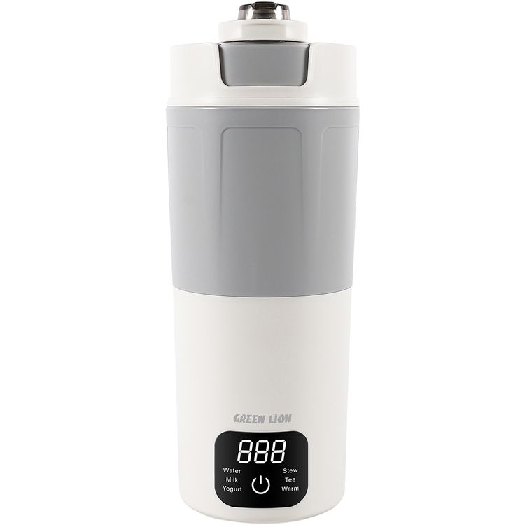 Green Lion Kettle & Go 600mL Electric Kettle with 300W Power, 6 Preset Functions, Type-C Power Input, 7-8 Minutes Heating Time, PP & Stainless Steel 304 Material, Touch Control, Auto Shut Off, Keep Warm Mode - White