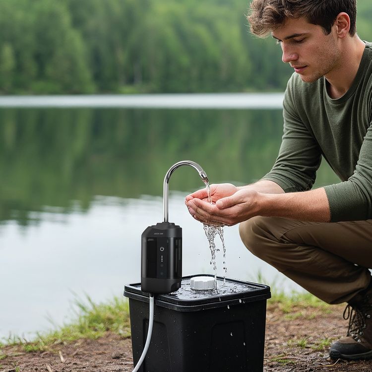 مضخة الماء الذكية من جرين ليون مع وضع الأكسجة، فوهة ماء من الفولاذ المقاوم للصدأ، منفذ شحن USB-C، تصميم قفل سريع، حامل ثلاثي القوائم قابل للتعديل، ضوء ليلي مدمج، أنبوب ماء طويل يصل إلى 3 أمتار، مستوى مقاومة الماء IPX4، زمن شحن 3-4 ساعات، نطاق استشعار ضمن 5 سم - باللون الأسود.