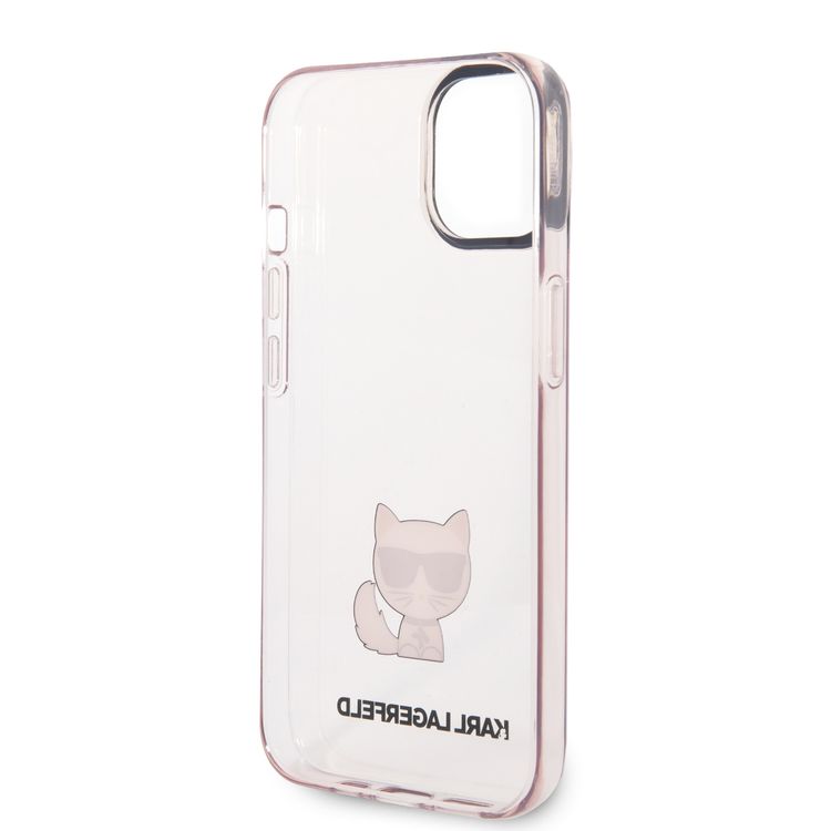 Karl Lagerfeld IML Case with Black Camera Outline & Printed Choupette Body Logo iPhone 14 Compatibility - Pink