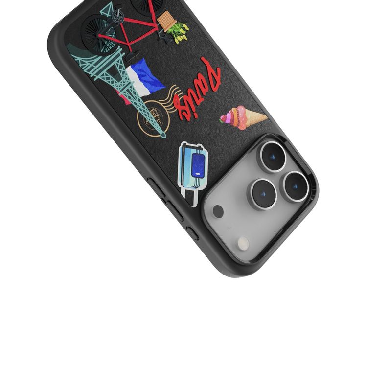 Levelo Vallo PU Leather Case for iPhone 17 Pro Max with Embroidery Paris Finish, Comfortable Hold, Durable PU Leather, Raised Bezels for Camera and Screen, True Microfiber Interior Lining, Scratch & Wear Resistant, Shock-Resistant Bumper - Midnight Black