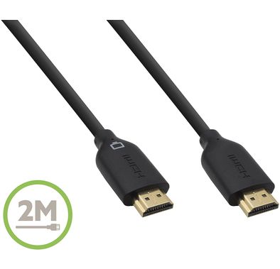 Belkin High Speed  HDMI 2M Cable Supports Full HD 1080p with Ethernet 10.2 Gbps, 4K Cinema Resolution, 3D Compatible, Audio Return Channel - Black