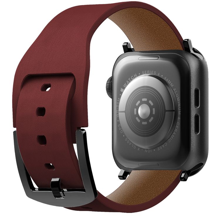 Green Lion Stylin Leather Watch Strap Band for Apple Watch 38/40mm, Metal Buckle Lock, Water & Sweat Resistant, 360° Twist, Breathable & Comfortable, Skin-Friendly - Red