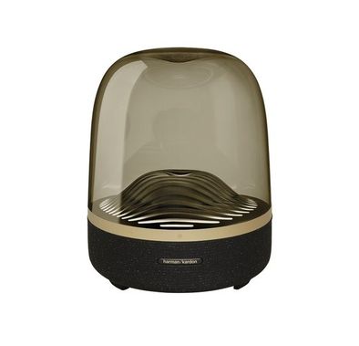 Harman Kardon Aura Studio 3 Wireless Bluetooth Stereo Speaker with Elegant Ripple Effect Lighting, Exceptional 360-Degree Sound, Iconic Anywhere - Black / Gold