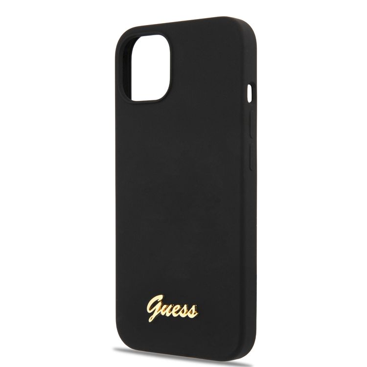 CG MOBILE Guess Liquid Silicone Case with Gold Metal Logo Script Compatible for iPhone 13 (6.1") Anti-Scratch, Easy Access to All Ports, Shock Absorption