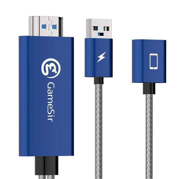 GameSir GTV100 Display Adapter Cable for Mobile Gaming, Compatible w/ iOS Systems, Full HD, 60 Hz, Aluminum Alloy Protection from Dropping, Nylon Brained Cable to Prevent Breaking