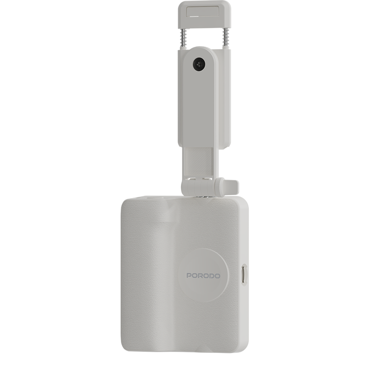 Porodo Lifestyle 3-in 1 Bluetooth Selfi Stick with Detachable Fill Light & Stand, 360° Rotation, Extendable Arm, 12 Hours Working Time - White