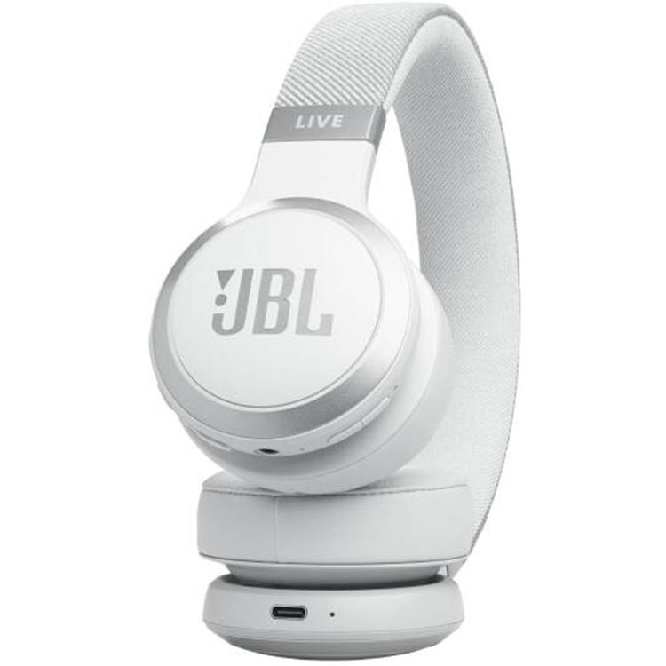JBL Live 670NC Wireless Over-Ear Headphones With True Adaptive Noise Cancelling, Hands Free Call, Detachable Cable, Built-in Microphone, Ambient Aware - White