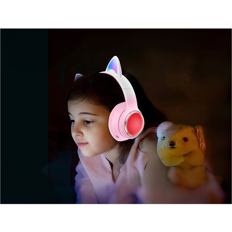 Green Lion GL-400 Kids Wireless Headphones with Light Effect & Flashing Modes, Up to 20 Hours Working Time, Bluetooth Version 5.3, Lightweight Design - Pink