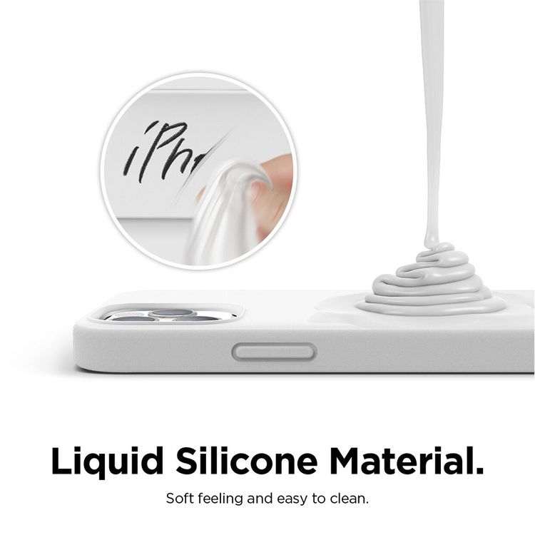 Elago Silicone Case Suitable with MagSafe, Back Shield Case Compatible for iPhone 12 / 12 Pro (6.1") Anti-Scratch, Easy Access to All Ports - White
