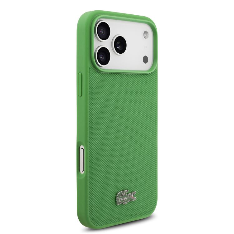 Lacoste MagSafe PU Leather Hard Case with Iconic Petit Pique Logo for iPhone 17 Pro, Drop Protection, Slim Profile, Easy Snap-On Design, Sustainable Packaging - Green