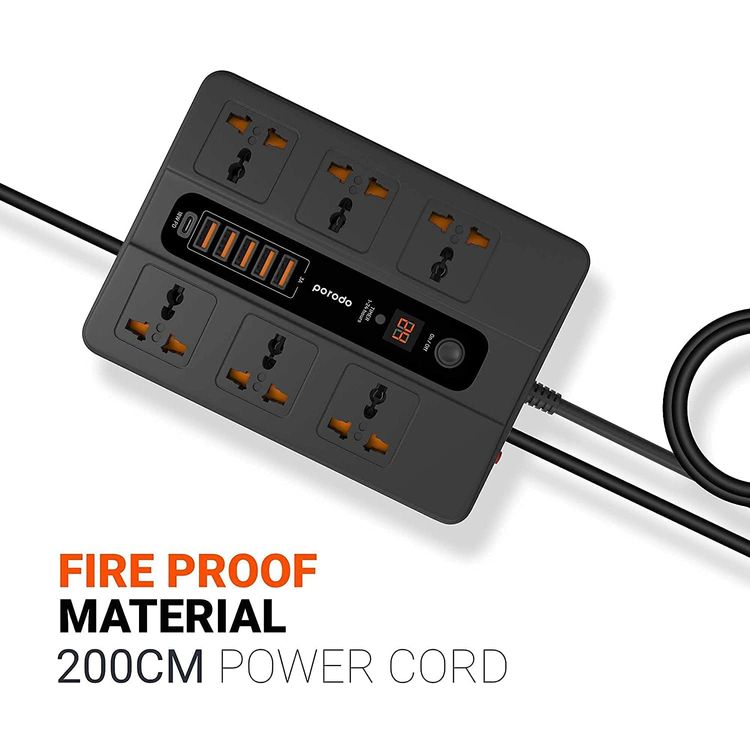 Power Socket Porodo Universal Power Socket Multiport Socket-Black